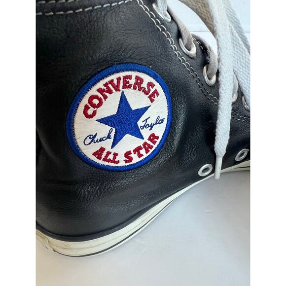 Converse Chuck Taylor All Star High Top Leather Black/White Lace Up Sneakers 8.5 - Picture 8 of 12